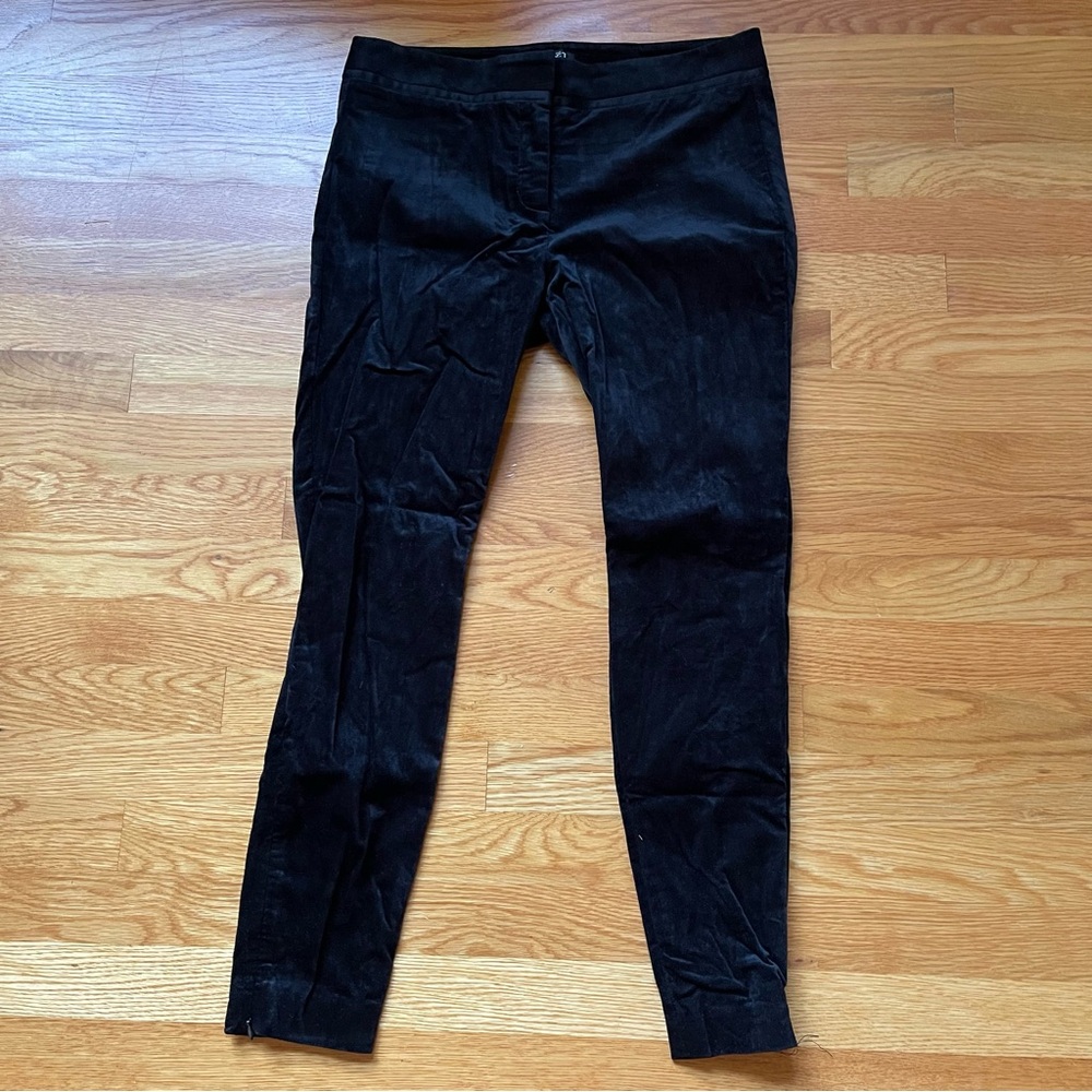 LOFT Petite Black Skinny Velvet Pants With Zip Ankle Detail